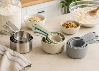 ست پیمانه اندازه‌گیری استیل، پلاستیکی و سیلیکونی